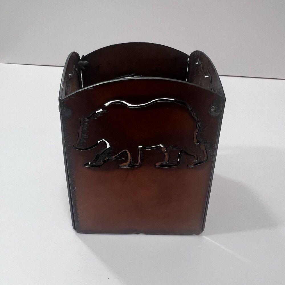 Handmade Rustic Metal Quail Bear Tea Light Holder USA